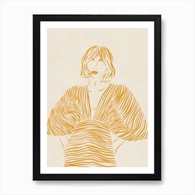 Lady In Yellow 2 Line Art Print