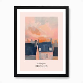 Mornings In Brugees Rooftops Morning Skyline 1 Art Print