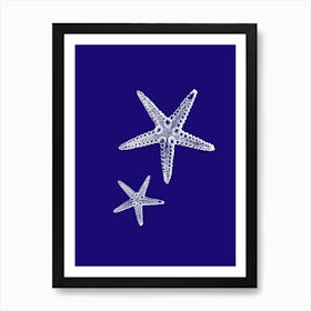 Starfish On Blue Background Art Print