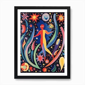 Astronaut Colourful Illustration 11 Art Print