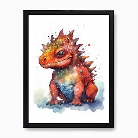 Carnotaurus Cute Dinosaur Watercolour 1 Art Print