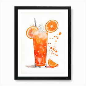 Aperol With Ice And Orange Watercolor Vertical Composition 30 Art Print