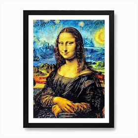 Mona Lisa in Van Gogh Style Art Print