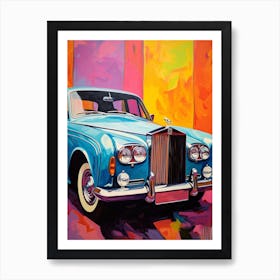 Rolls Royce Silver Shadow Vintage Car Matisse Style Drawing Colourful Art Print