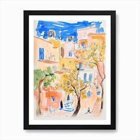 Athens, Dreamy Storybook Illustration 2 Art Print