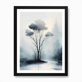 Lone Tree In The Fog Art Print