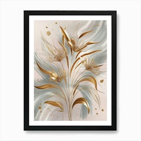 Gold Flowers Art Print