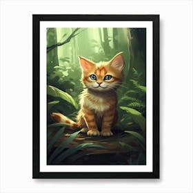 A Cute Kitten In The Forest Illustration 2watercolour Art Print