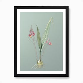 Vintage Pine Pink Botanical Art on Mint Green Art Print