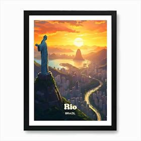 Rio Brazil Christ The Redeemer Travel Art Art Print