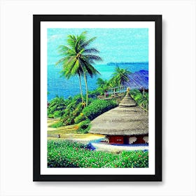 Canggu Indonesia Pointillism Style Tropical Destination Art Print