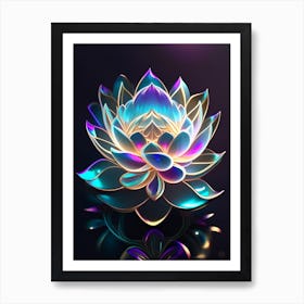Lotus Flower, Buddhist Symbol Holographic 3 Art Print