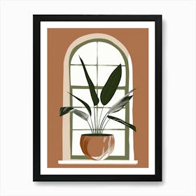 Potted Plant In Window Art Print