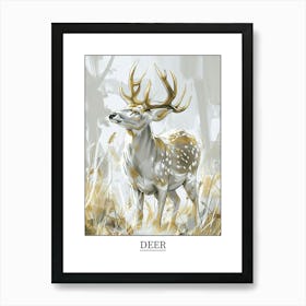 Deer Precisionist Illustration 4 Poster Art Print