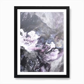 Purple And Grey Abstract Flowers  Art Print
