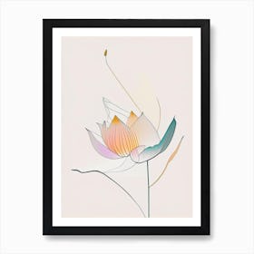 Early Lotus Abstract Line Drawing 1 Art Print