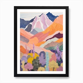 Mount Hayes United States Colourful Mountain Illustration Art Print