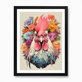 Bird With A Flower Crown Rooster Art Print