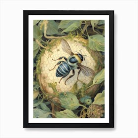 Eastern Carpenter Bee Beehive Watercolour Illustration 1 Art Print