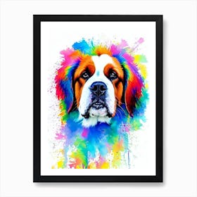 St Bernard Rainbow Oil [Ainting Dog Art Print