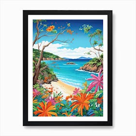 Trunk Bay Beach, Us Virgin Islands, Matisse And Rousseau Style 2 Art Print