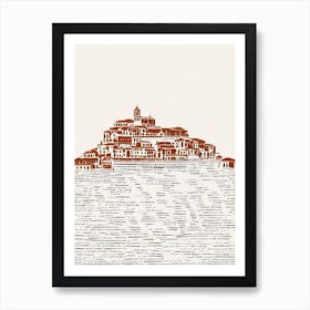Amalfi Coast Campania Boho Landmark Illustration Art Print