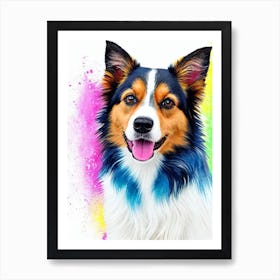 Miniature American Shepherd Rainbow Oil Painting Dog Art Print
