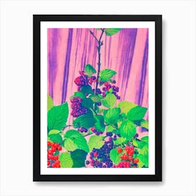 Loganberry 1 Risograph Retro Poster Fruit Art Print