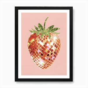 Disco Ball Strawberry Art Print