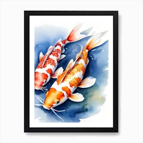 Koi Fish Watercolor Painting (17) Art Print