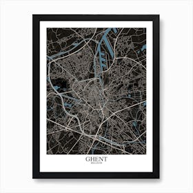 Ghent Black Blue Art Print