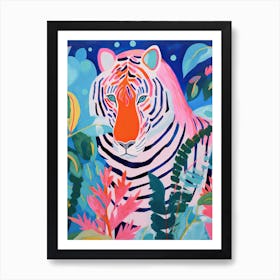 Pink Tiger In The Jungle, Matisse Inspired Art Print