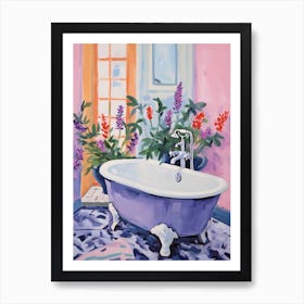 A Bathtube Full Lavender In A Bathroom 1 Art Print