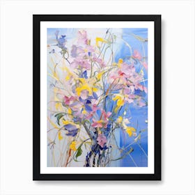 Abstract Flower Painting Lobelia 1 Art Print