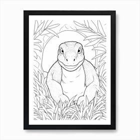 Line Art Jungle Animal Komodo Dragon 4 Art Print