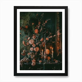 Roses and Candles in the Chateau Art Print