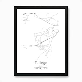 Tullinge,Sweden Minimalist Map Art Print