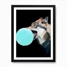 Wolf Chewing Bubble Gum Art Print