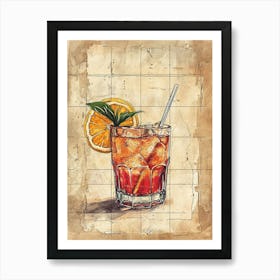 Fruity Cocktail Watercolour Inspired Art Print