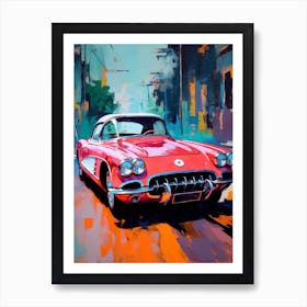 Chevrolet Corvette Vintage Car Matisse Style Drawing Colourful 1 Art Print
