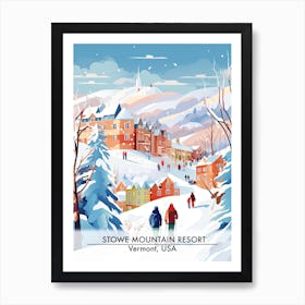 Stowe Mountain Resort   Vermont Usa, Ski Resort Poster Illustration 3 Art Print