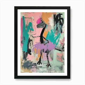 Dinosaur Dancing In A Tutu Pink Graffiti Brushstroke 2 Art Print