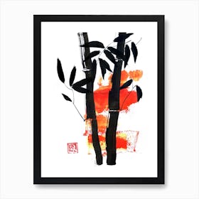 Bamboo In Red Art Print