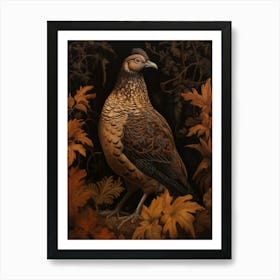 Dark And Moody Botanical Grouse 2 Art Print