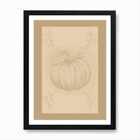 Pumpkin On A Beige Background Art Print