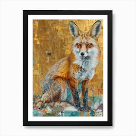 Fox Gold Effect Collage 3 Art Print