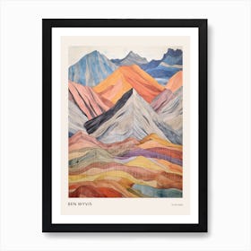 Ben Wyvis Scotland Colourful Mountain Illustration Poster Art Print