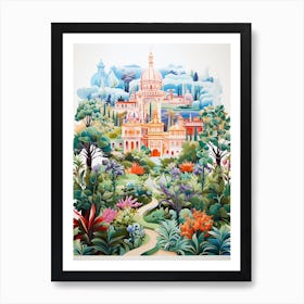 Giardino Di Boboli Italy Modern Illustration 2 Art Print