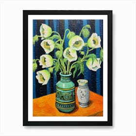 Flowers In A Vase Still Life Painting Aconitum 3 Art Print