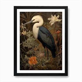 Dark And Moody Botanical Stork 3 Art Print